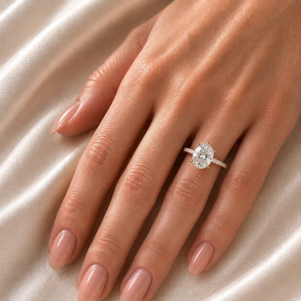 Romantic Solitaire Ring with Pavé Accent