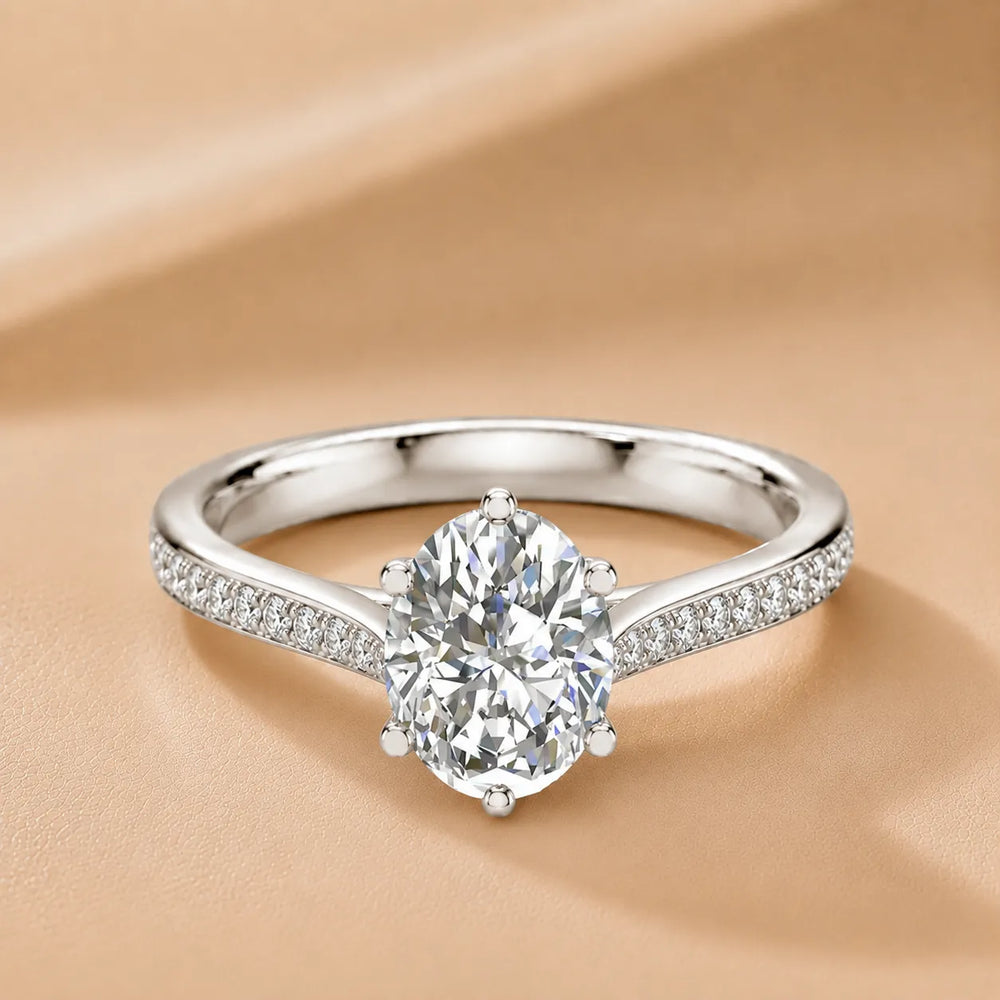 Romantic Solitaire Ring with Pavé Accent