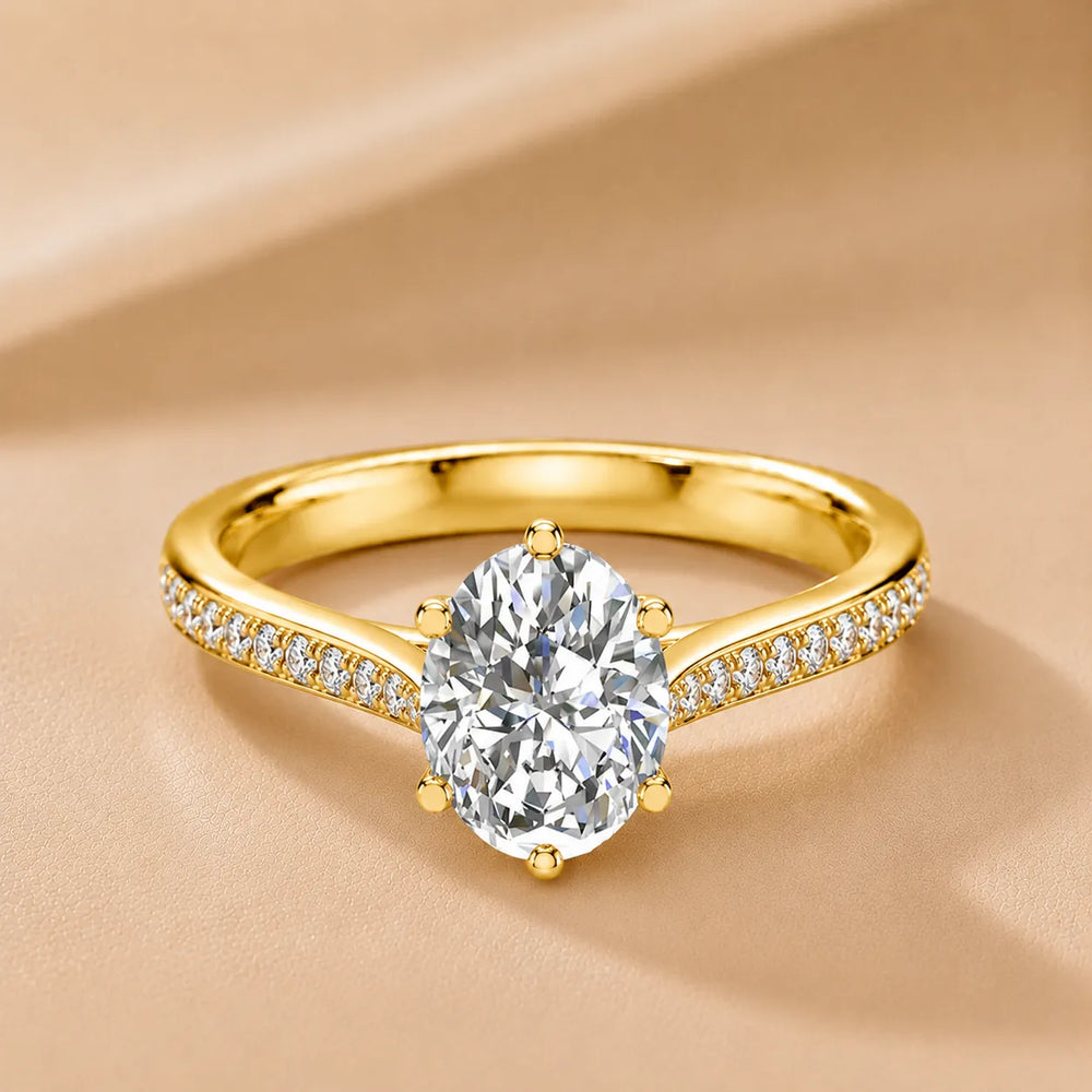 Romantic Solitaire Ring with Pavé Accent