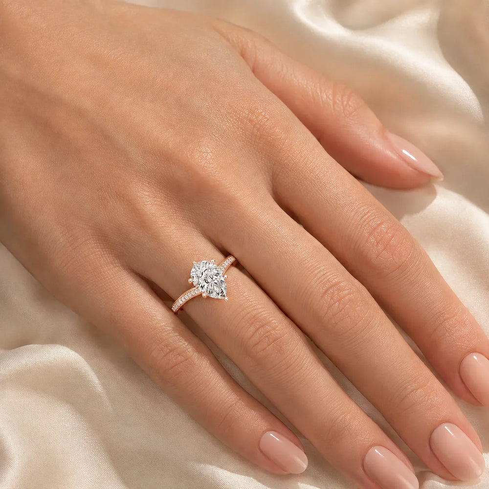 Romantic Solitaire Ring with Pavé Accent