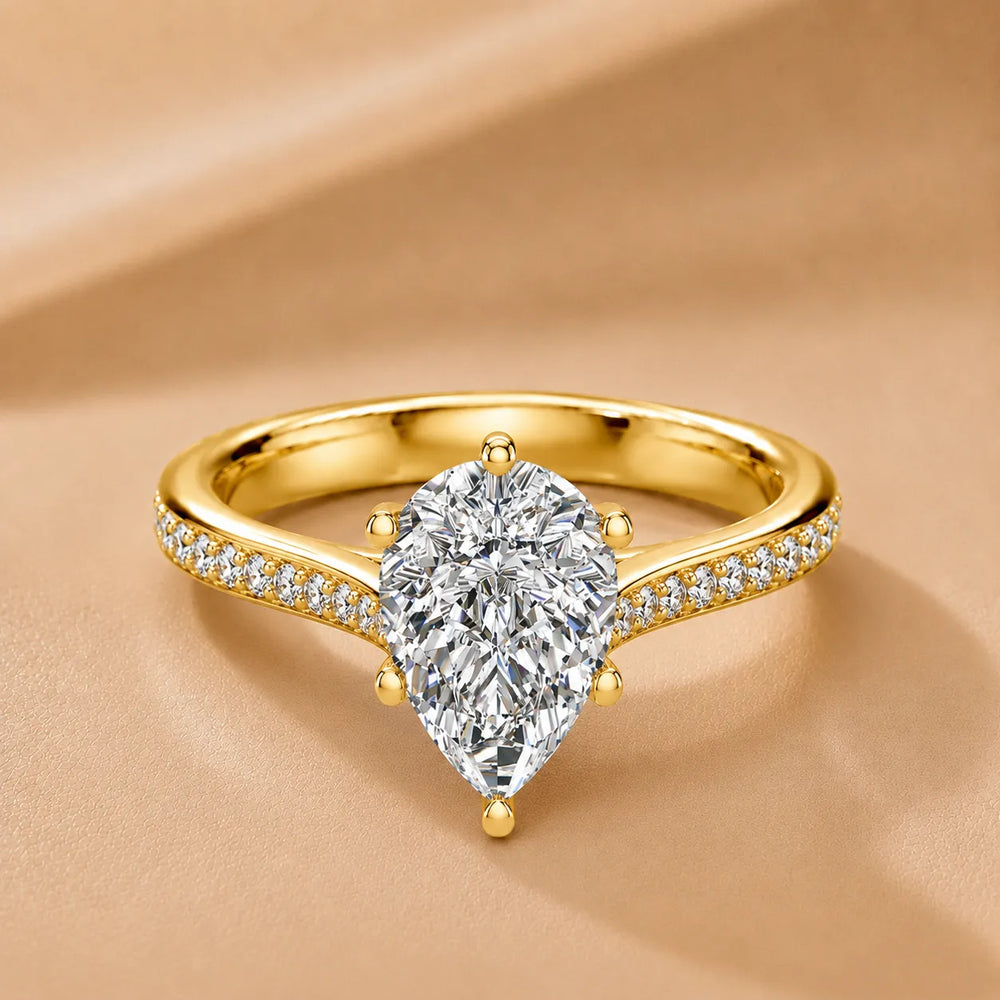 Romantic Solitaire Ring with Pavé Accent
