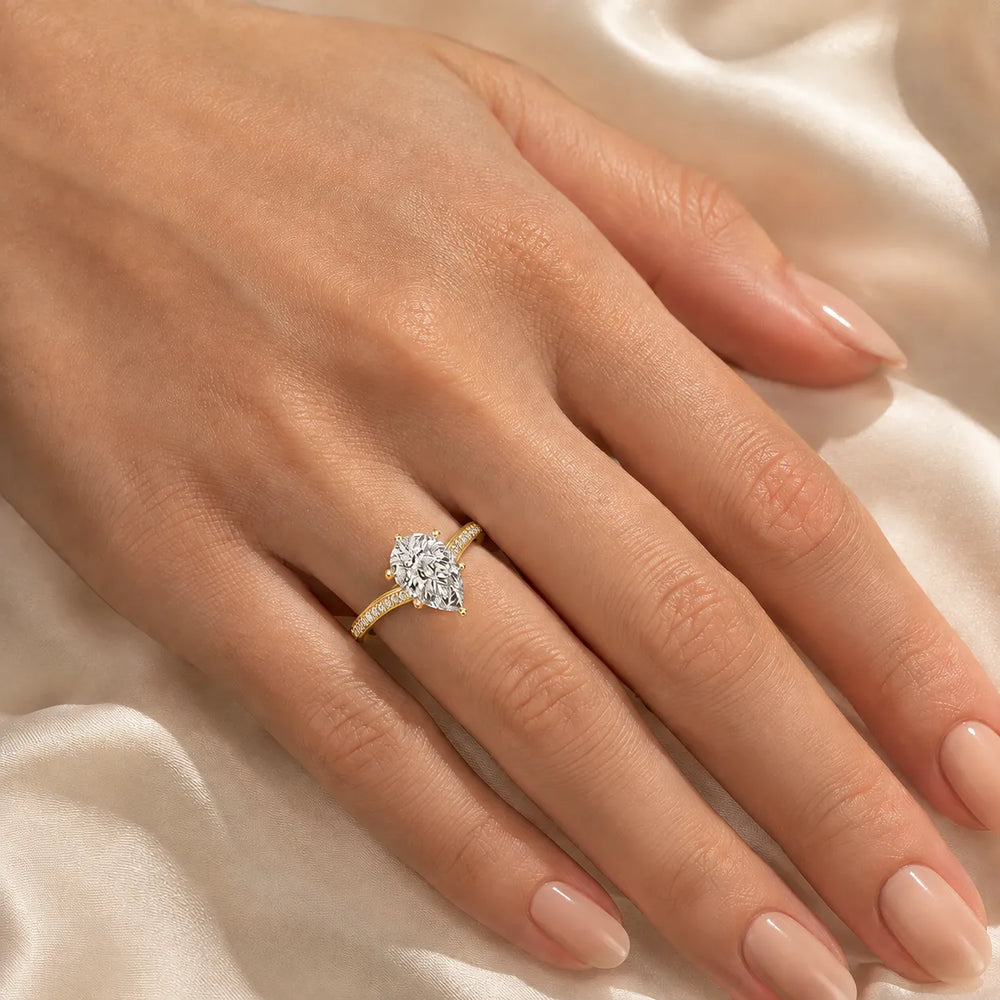 Romantic Solitaire Ring with Pavé Accent