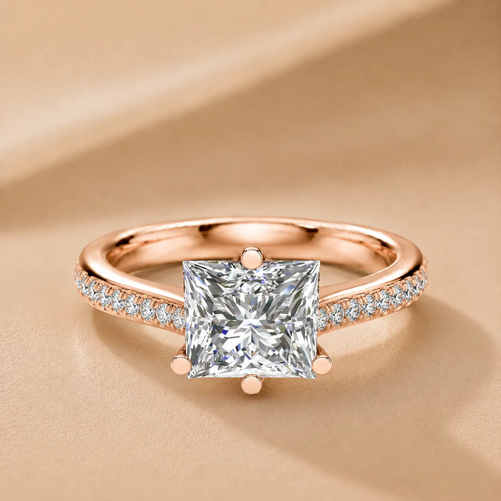 Romantic Solitaire Ring with Pavé Accent