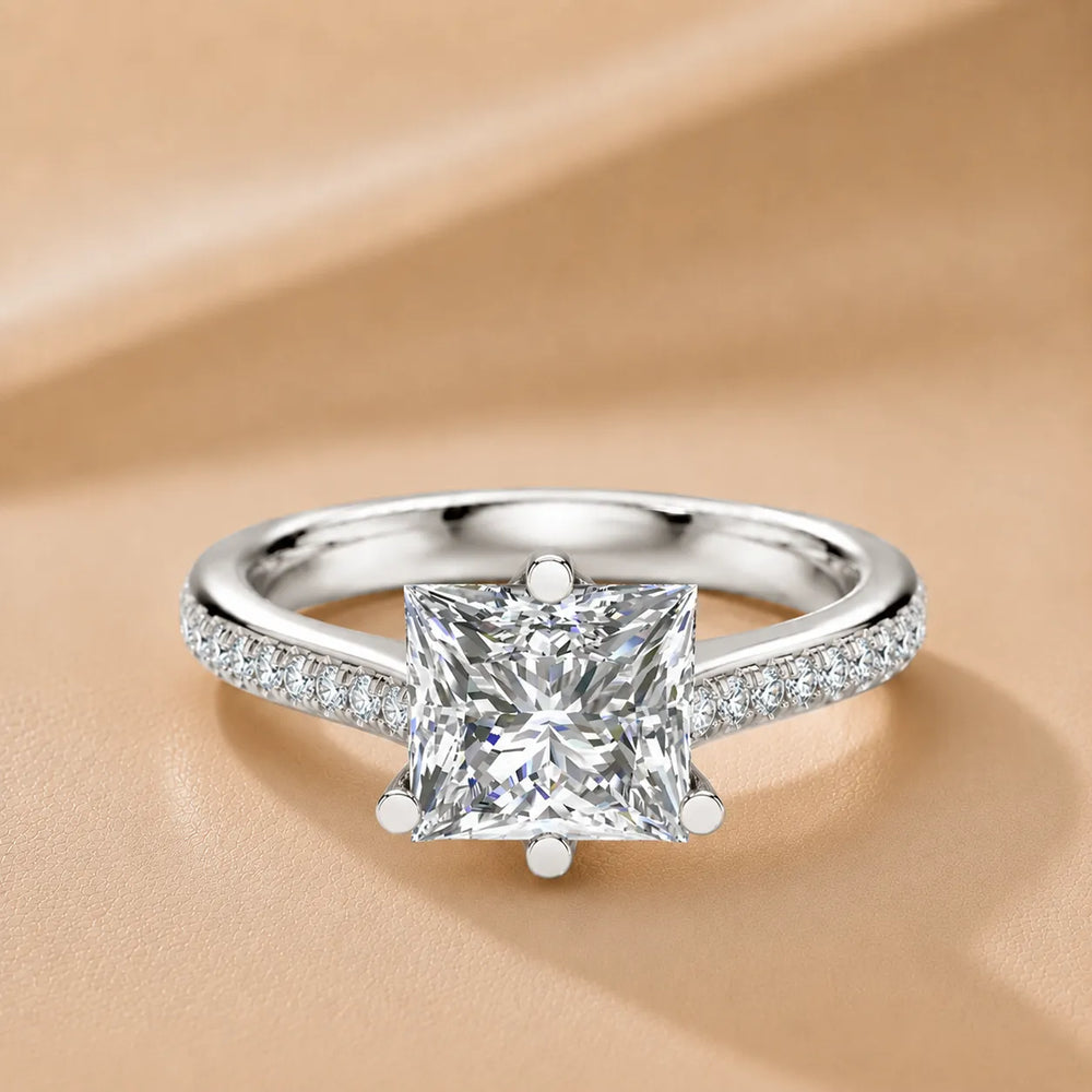 Romantic Solitaire Ring with Pavé Accent