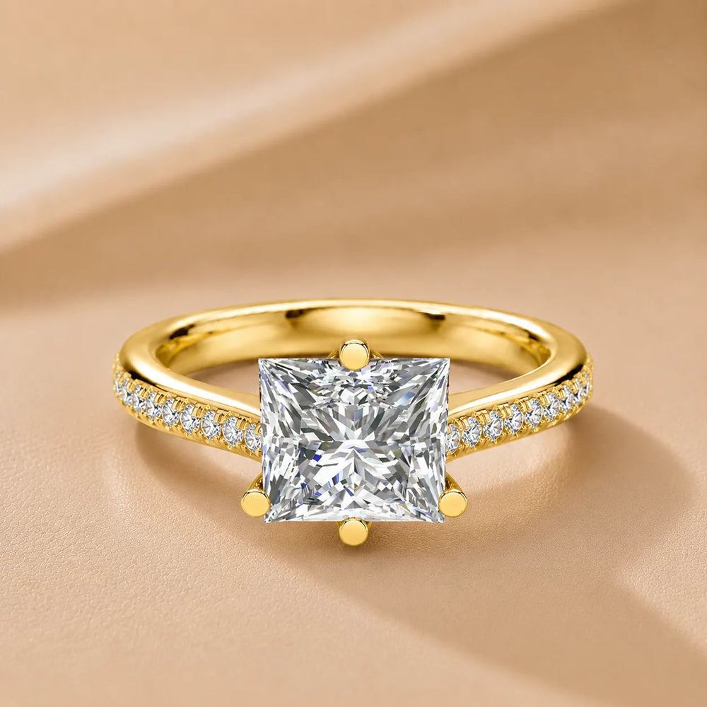 Romantic Solitaire Ring with Pavé Accent