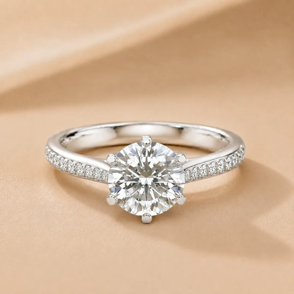 Romantic Solitaire Ring with Pavé Accent