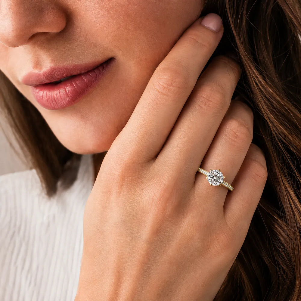 Romantic Solitaire Ring with Pavé Accent