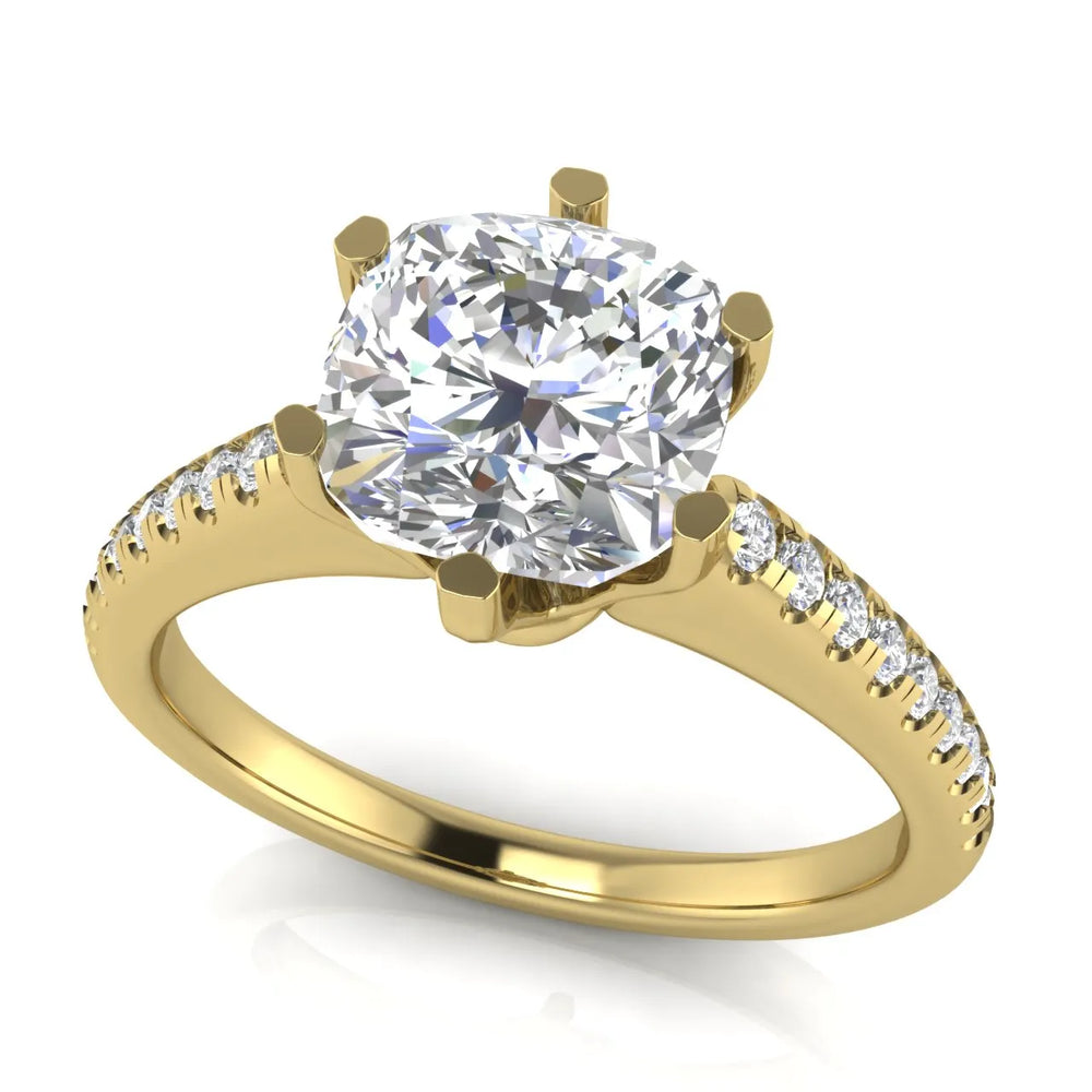 Romantic Solitaire Ring with Pavé Accent