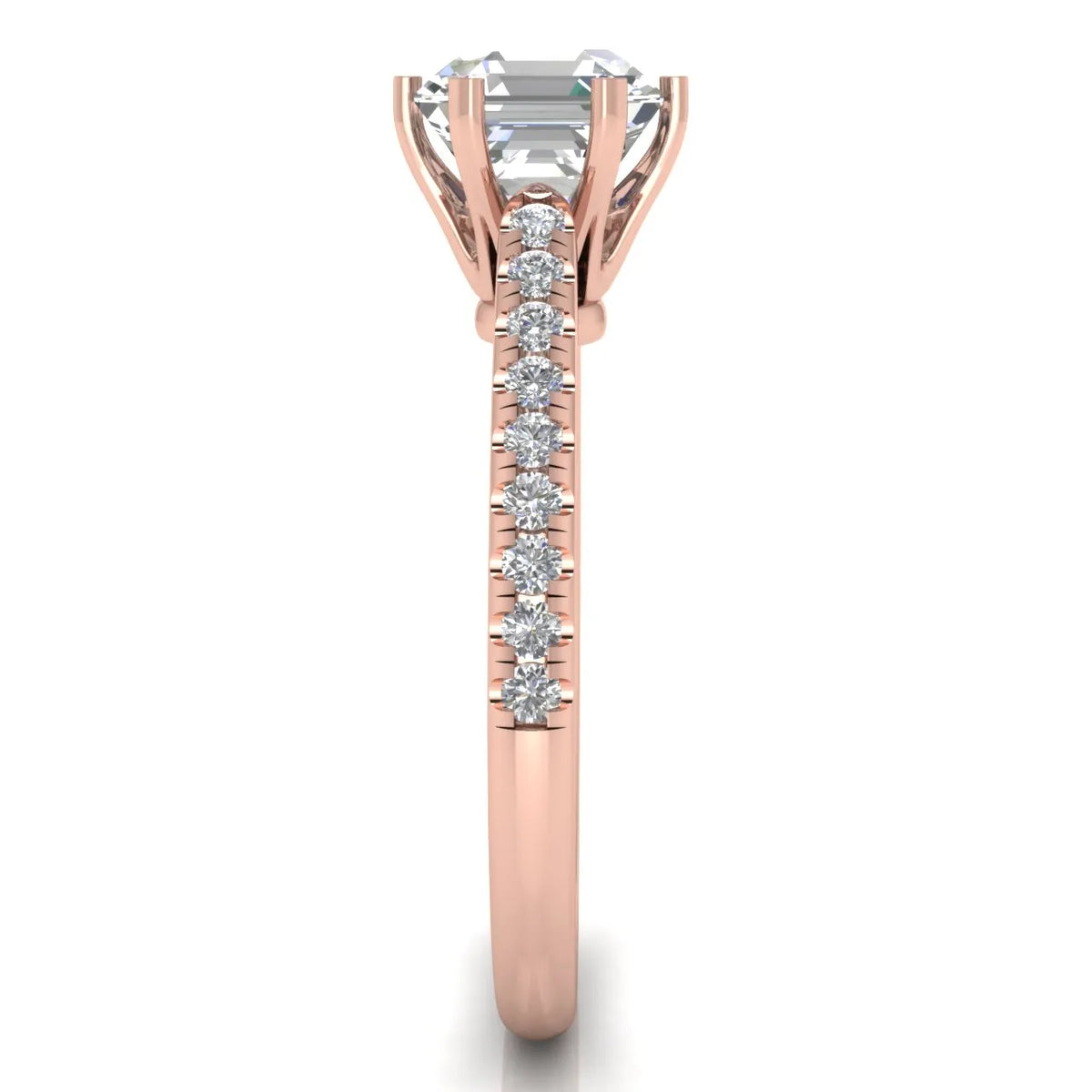 Romantic Solitaire Ring with Pavé Accent Band