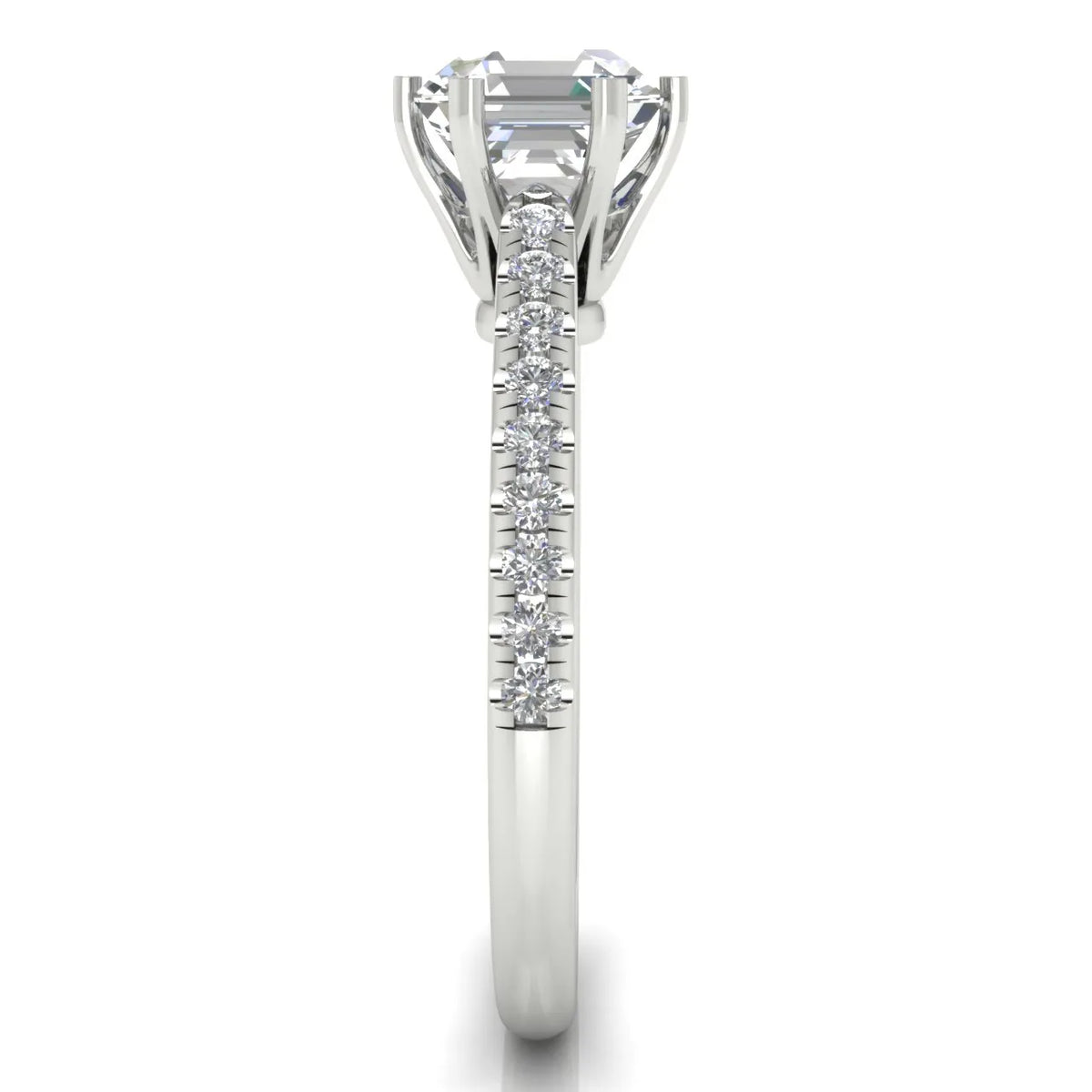 Romantic Solitaire Ring with Pavé Accent Band