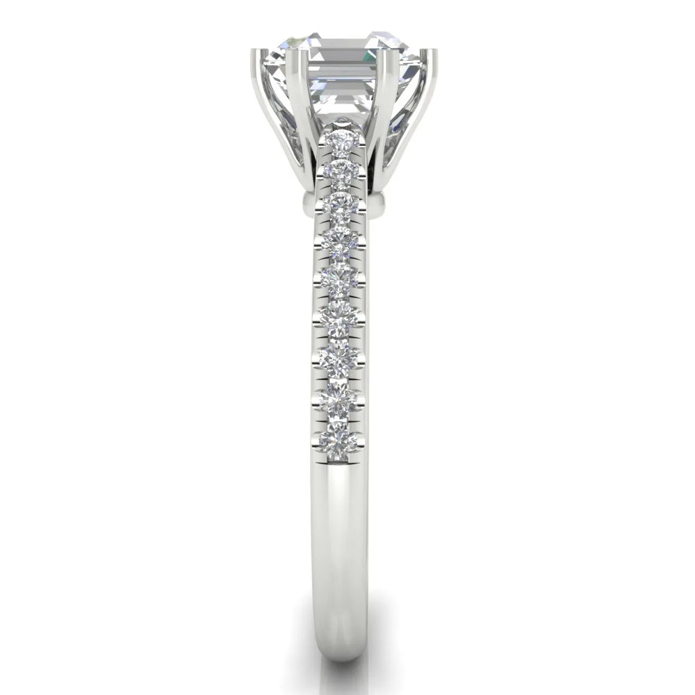 Romantic Solitaire Ring with Pavé Accent