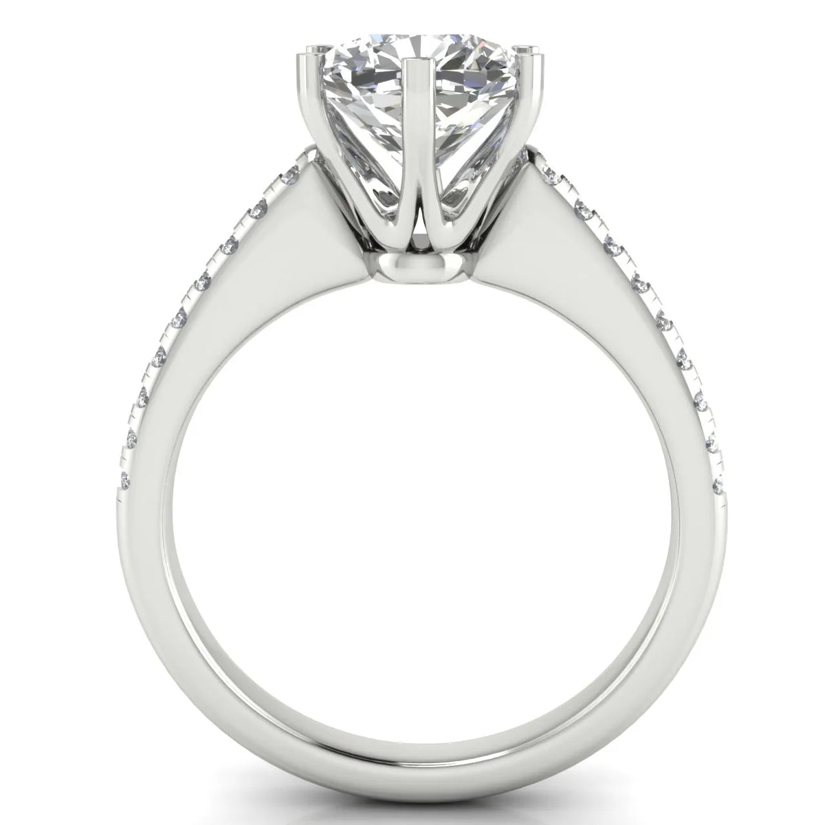 Romantic Solitaire Ring with Pavé Accent Band