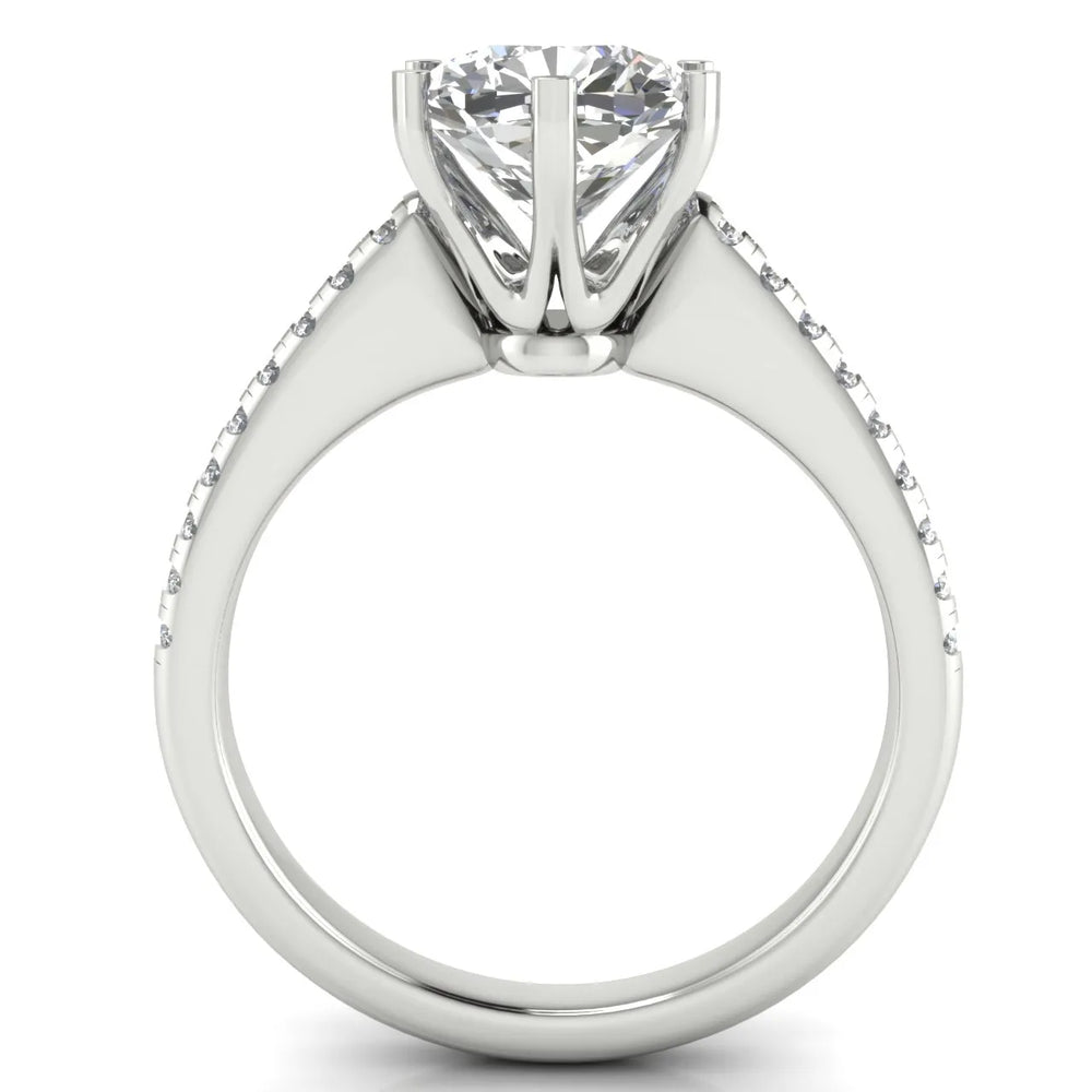 Romantic Solitaire Ring with Pavé Accent