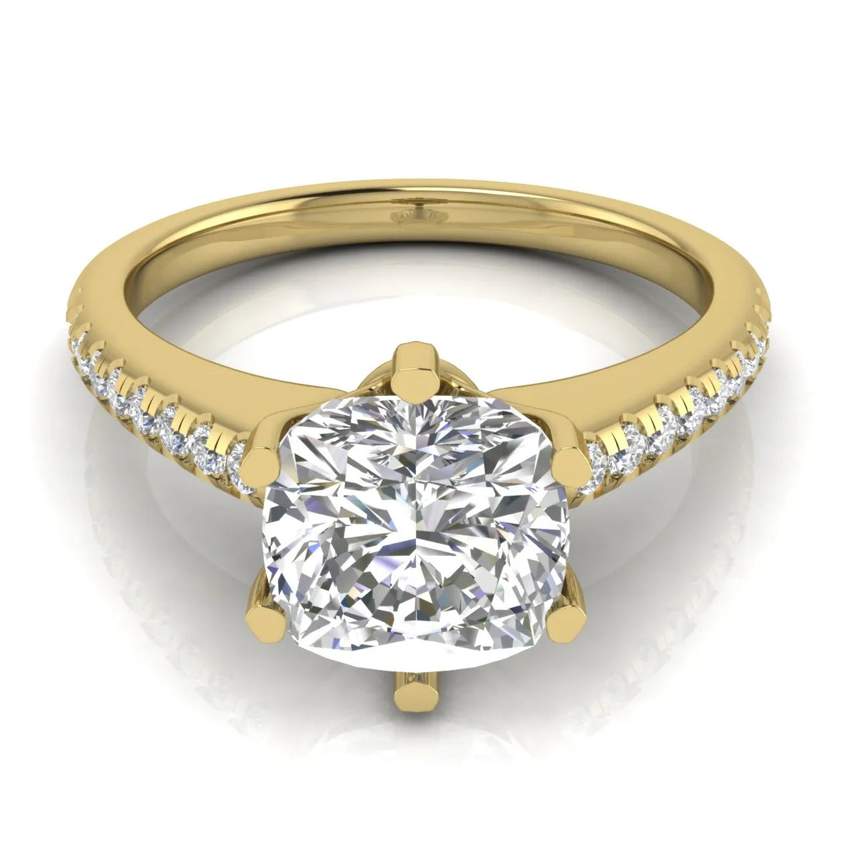 Romantic Solitaire Ring with Pavé Accent Band