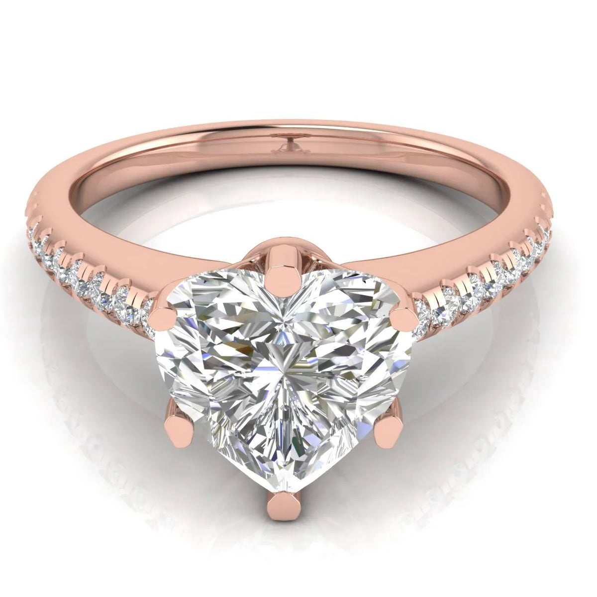 Romantic Solitaire Ring with Pavé Accent Band