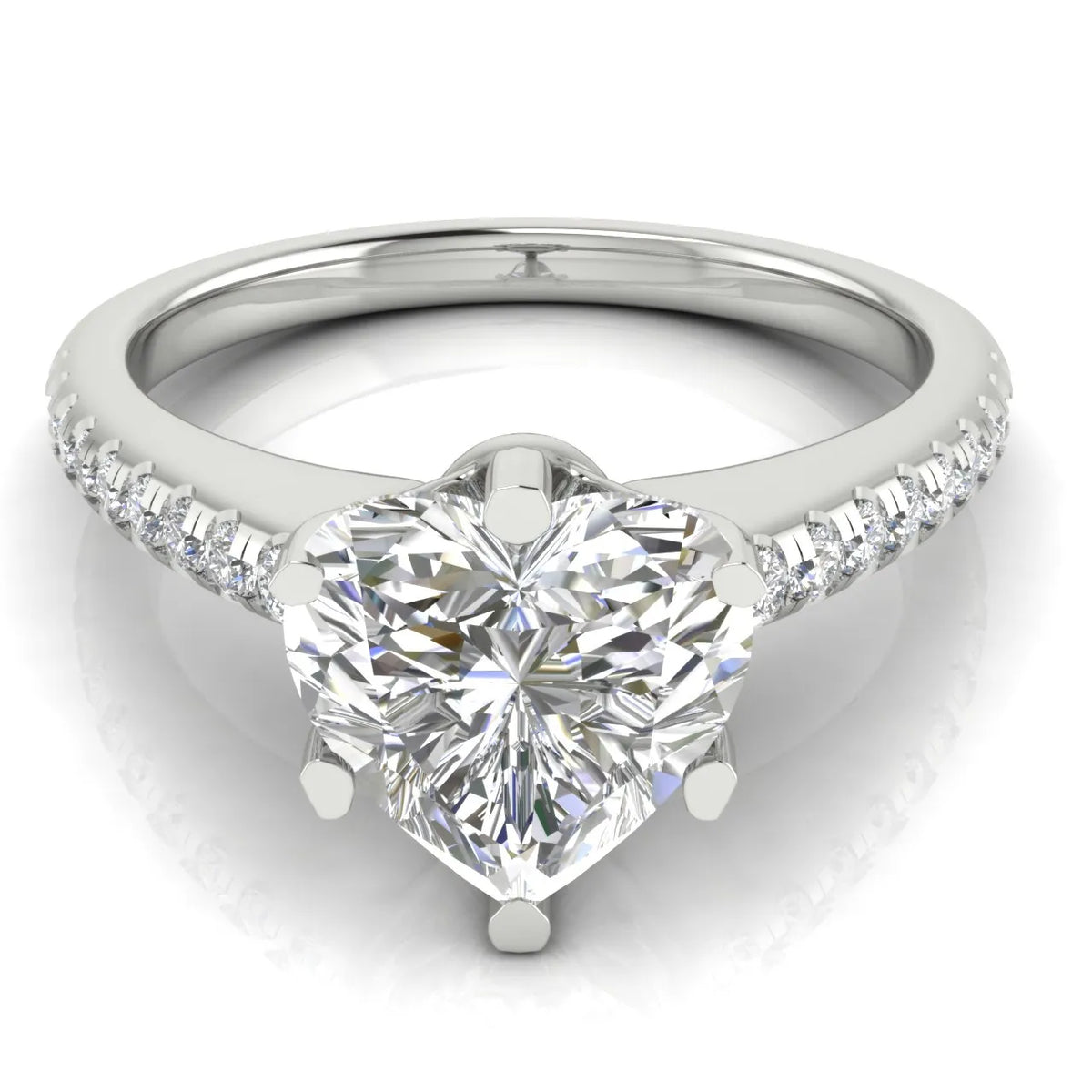 Romantic Solitaire Ring with Pavé Accent Band