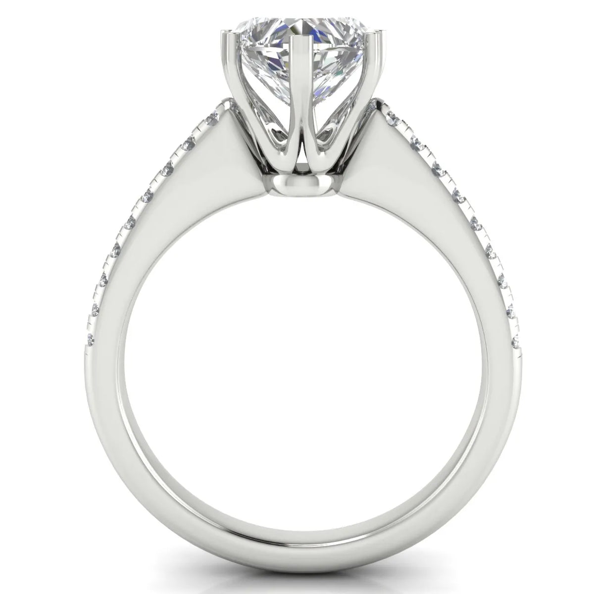 Romantic Solitaire Ring with Pavé Accent Band