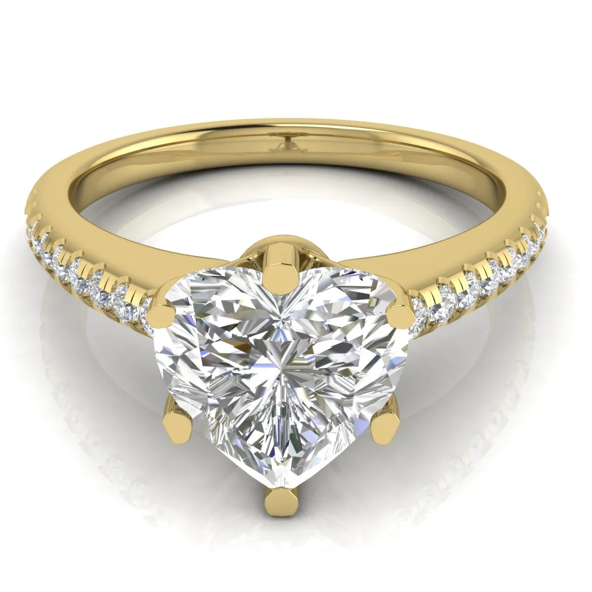 Romantic Solitaire Ring with Pavé Accent Band