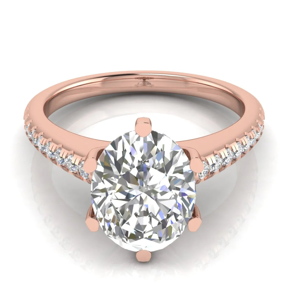 Romantic Solitaire Ring with Pavé Accent Band