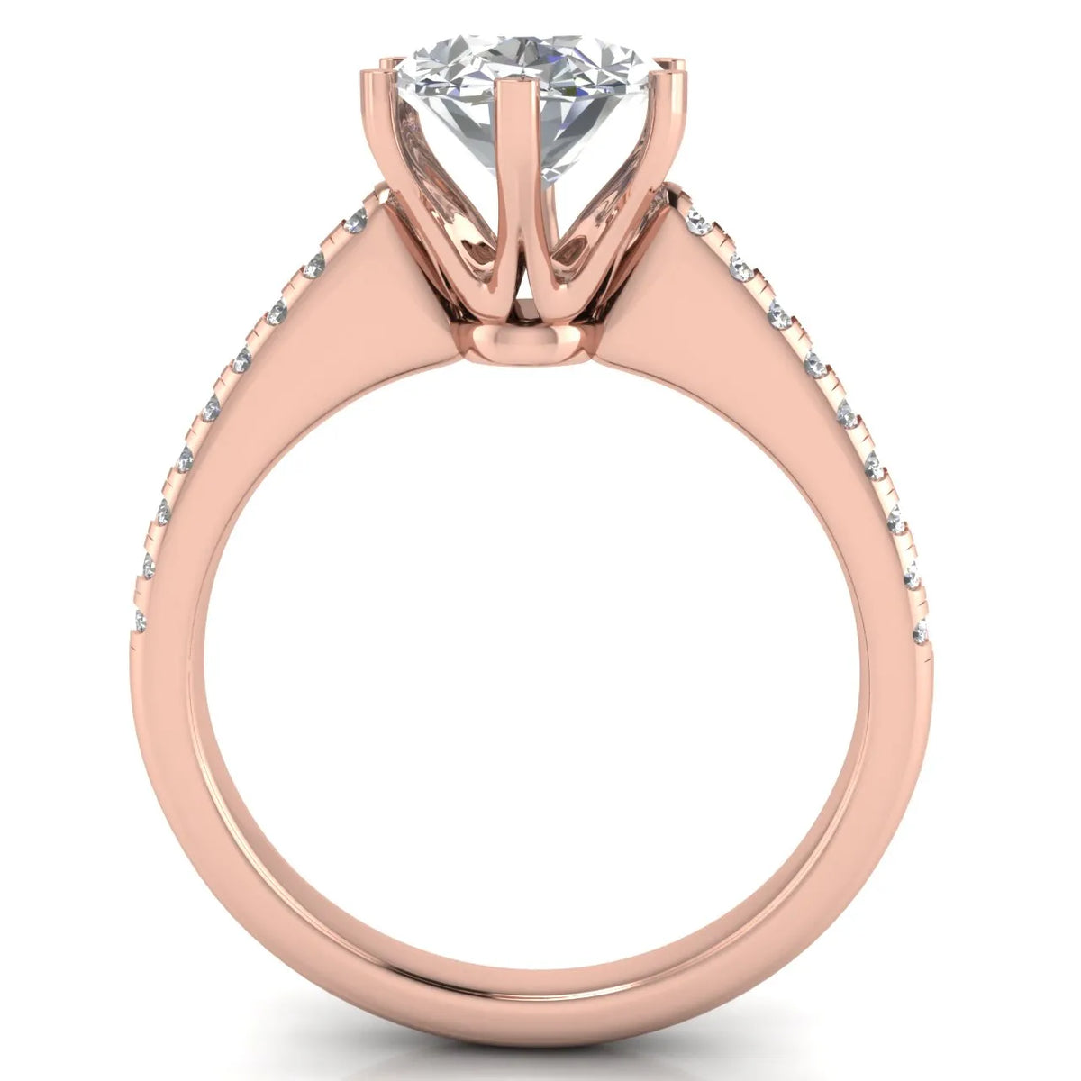 Romantic Solitaire Ring with Pavé Accent Band