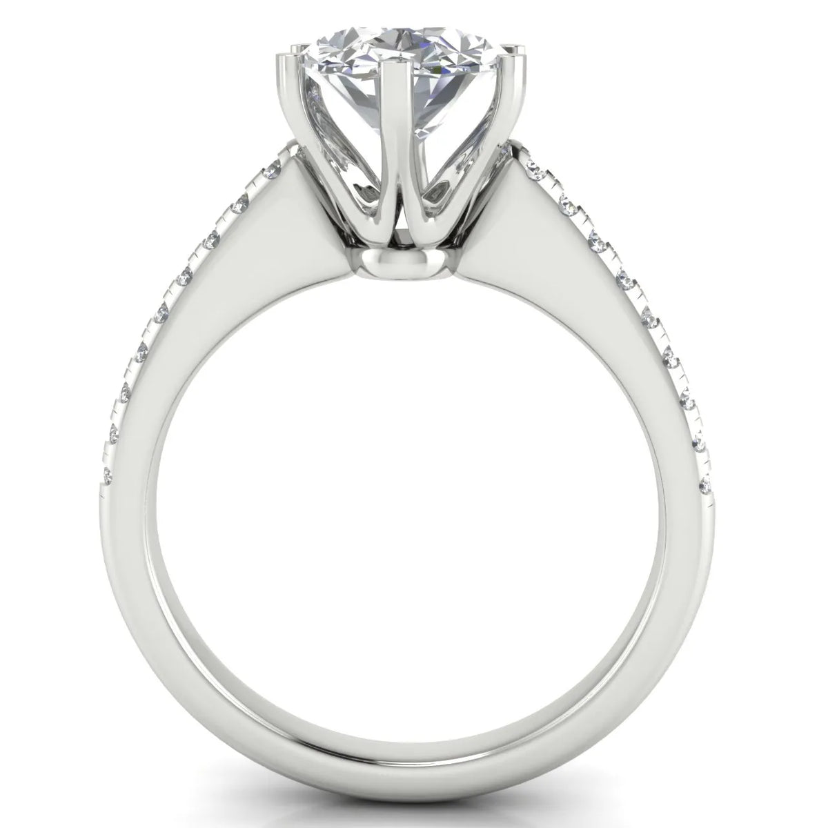 Romantic Solitaire Ring with Pavé Accent Band