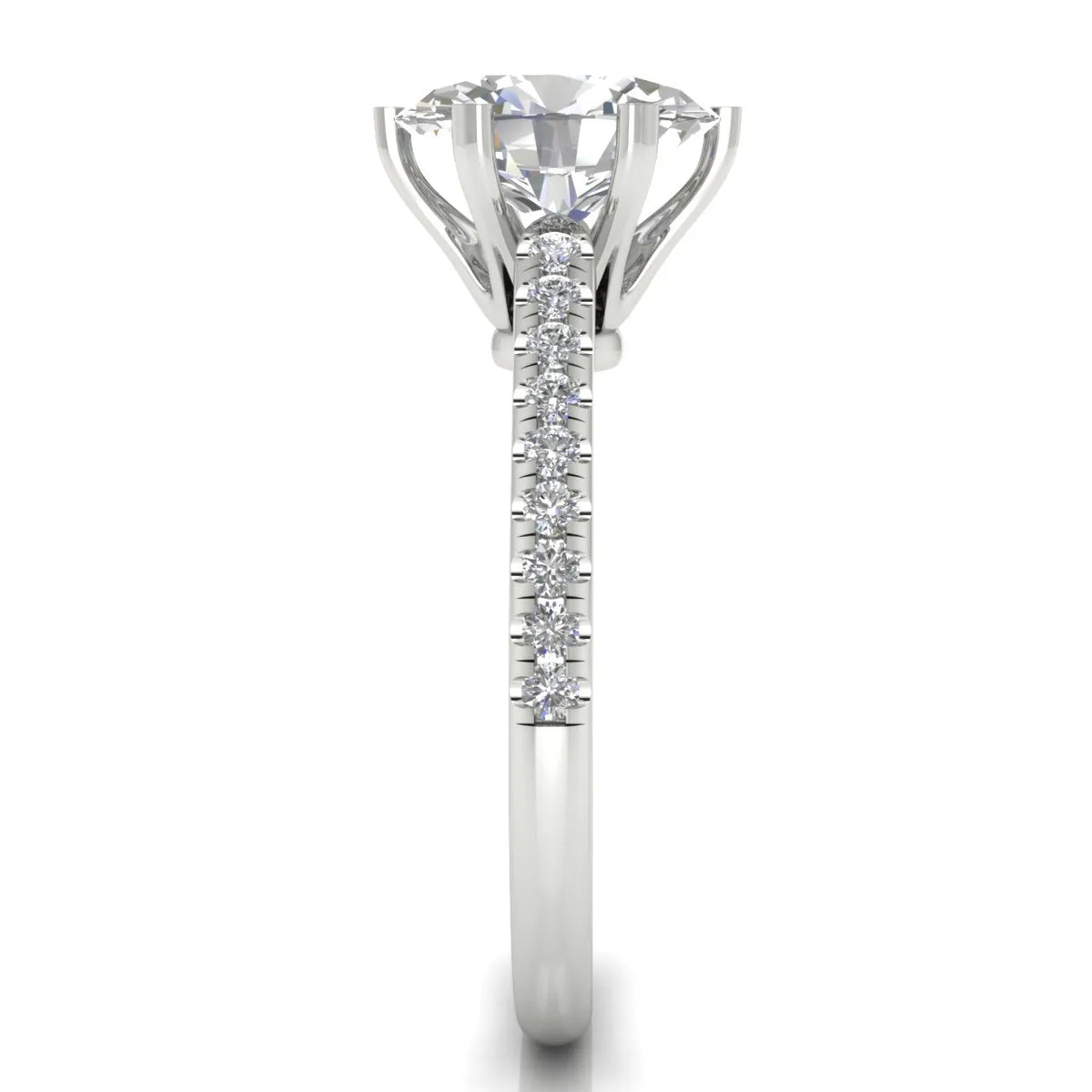 Romantic Solitaire Ring with Pavé Accent Band