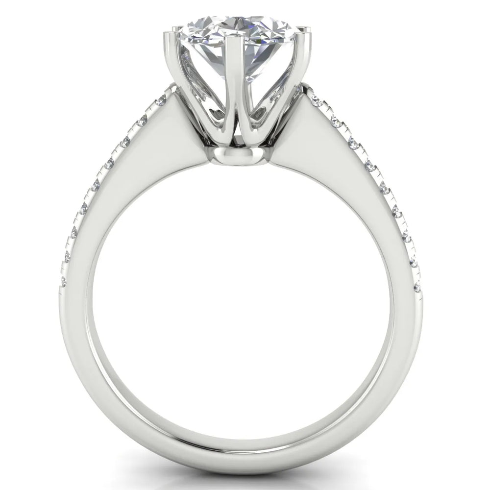 Romantic Solitaire Ring with Pavé Accent