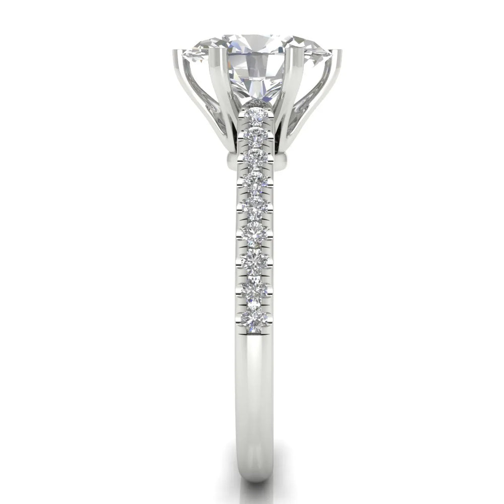 Romantic Solitaire Ring with Pavé Accent