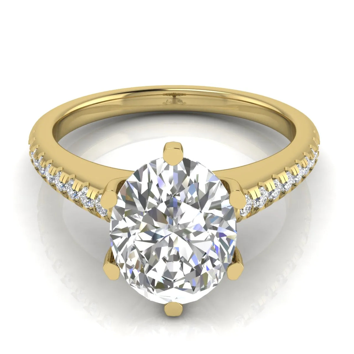 Romantic Solitaire Ring with Pavé Accent Band