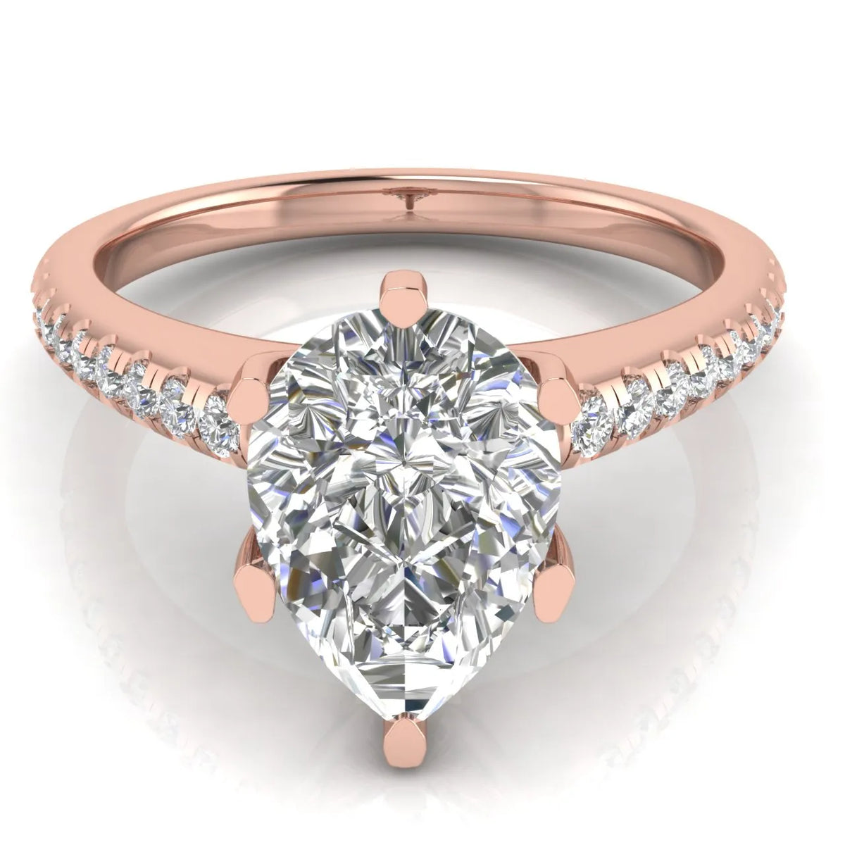 Romantic Solitaire Ring with Pavé Accent Band