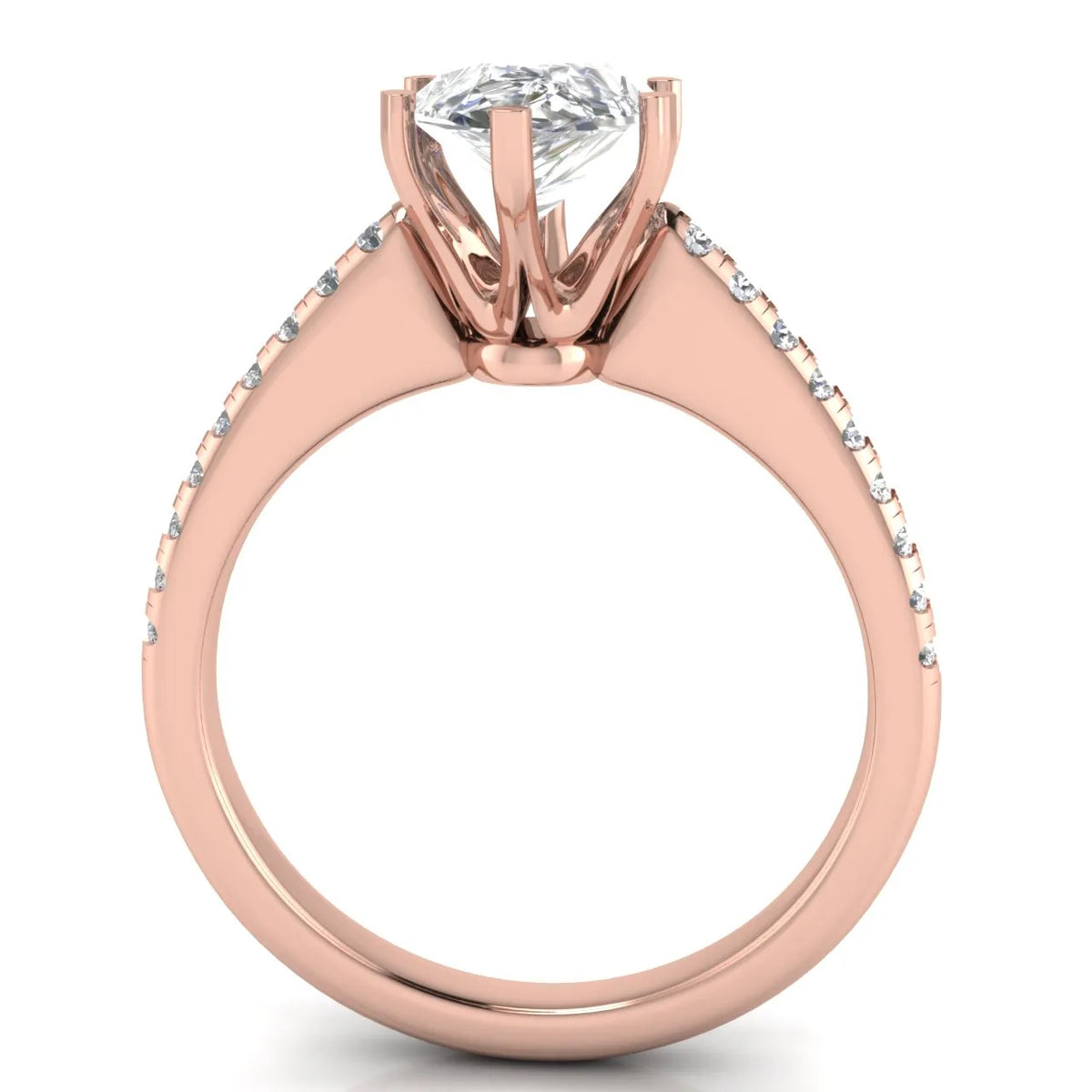 Romantic Solitaire Ring with Pavé Accent Band