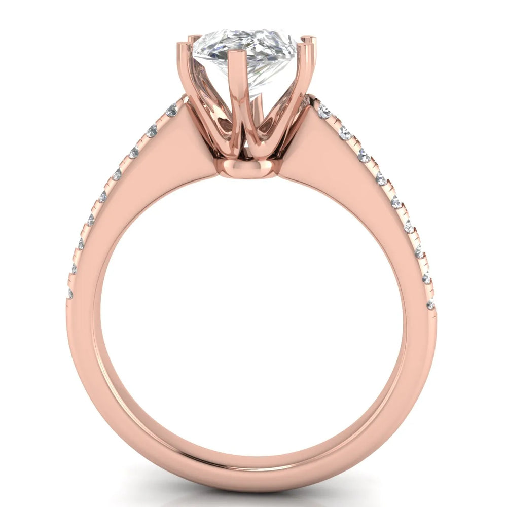 Romantic Solitaire Ring with Pavé Accent