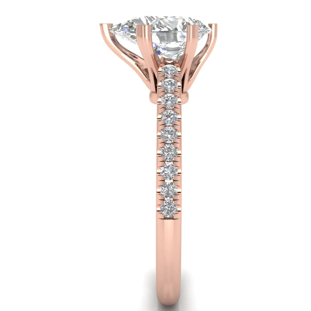Romantic Solitaire Ring with Pavé Accent