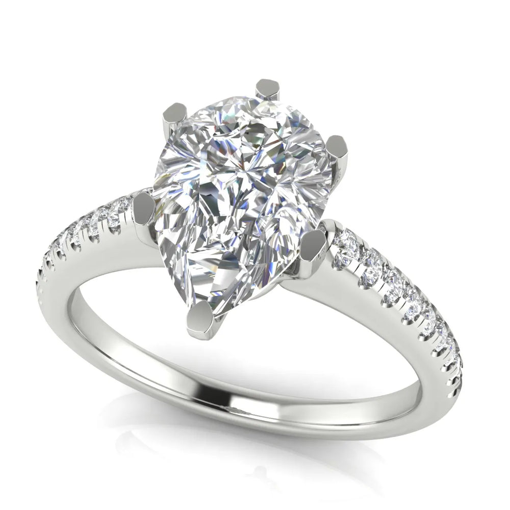Romantic Solitaire Ring with Pavé Accent
