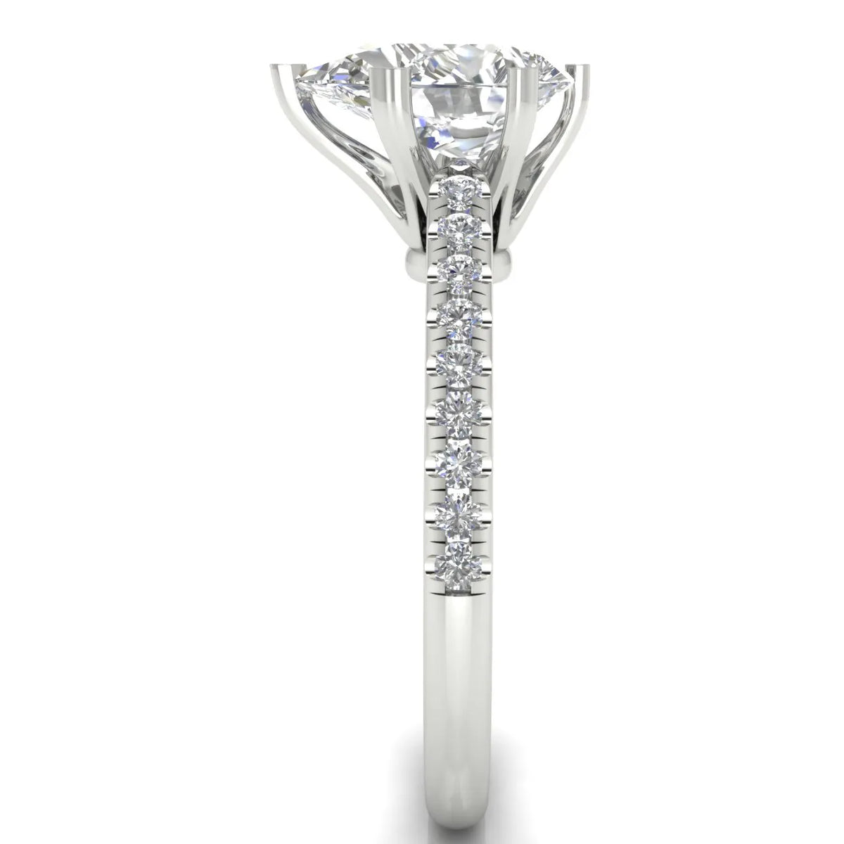 Romantic Solitaire Ring with Pavé Accent Band