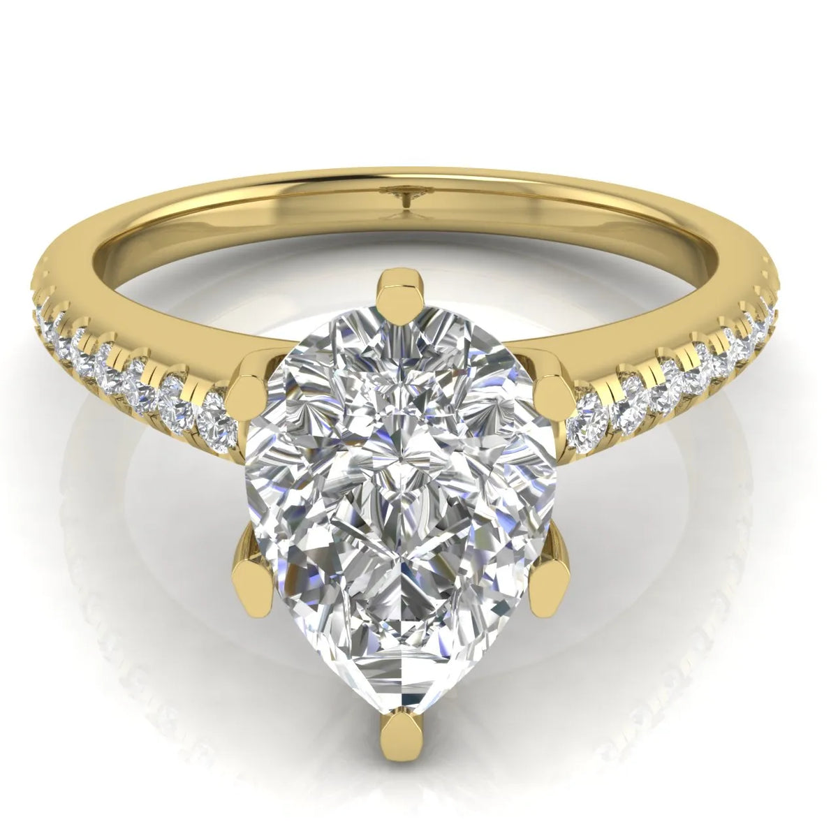 Romantic Solitaire Ring with Pavé Accent Band