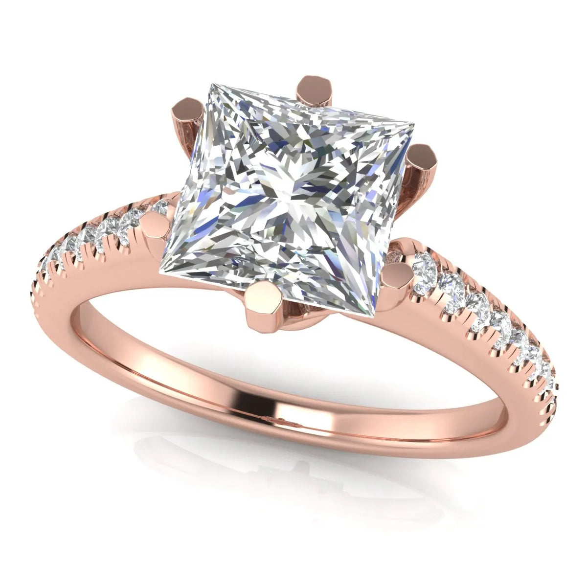 Romantic Solitaire Ring with Pavé Accent Band