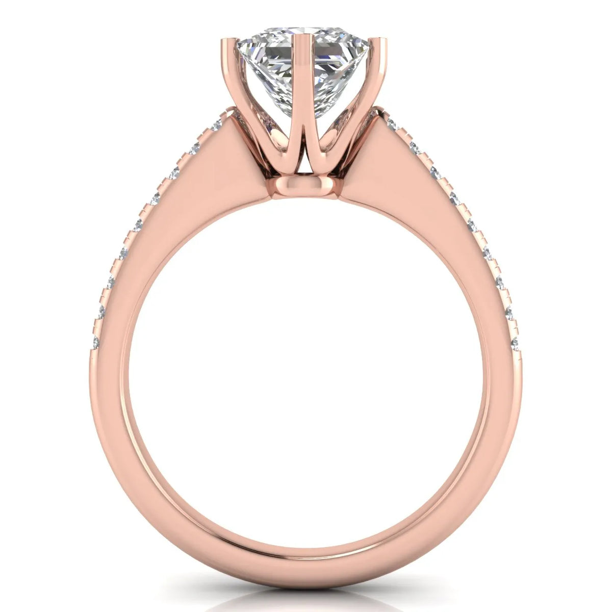 Romantic Solitaire Ring with Pavé Accent Band
