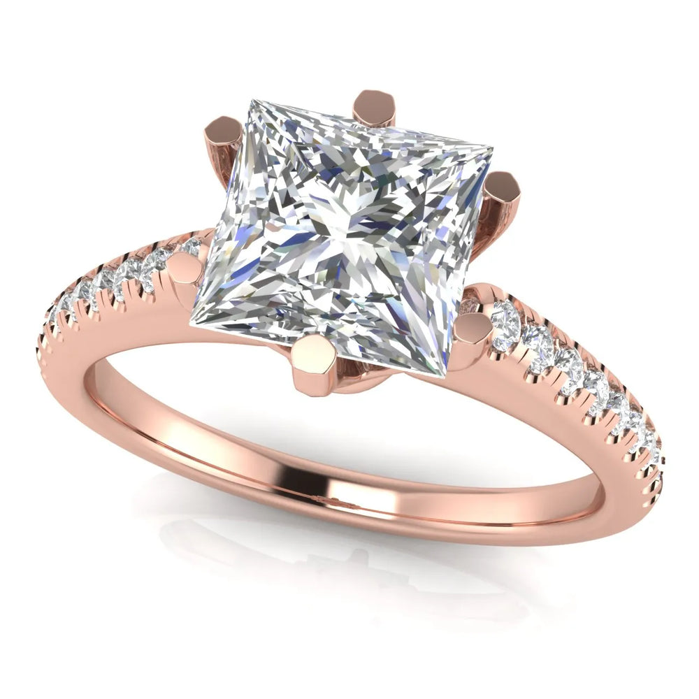 Romantic Solitaire Ring with Pavé Accent