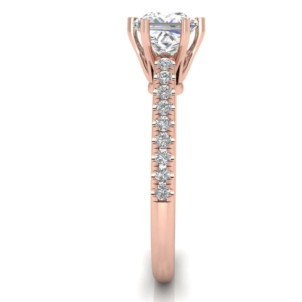 Romantic Solitaire Ring with Pavé Accent