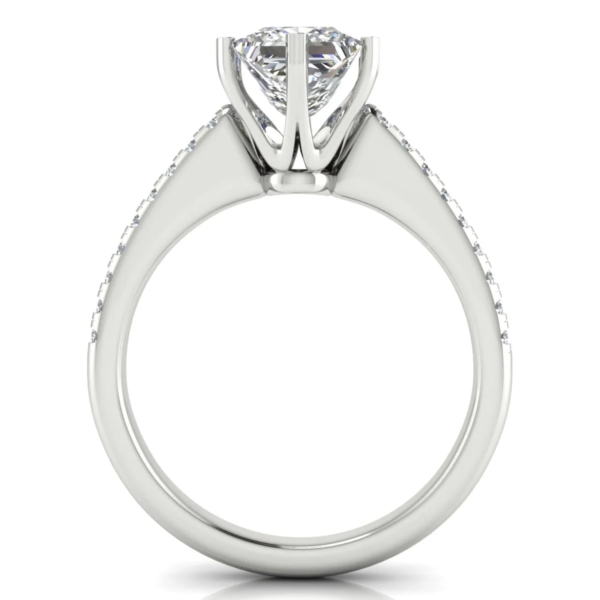 Romantic Solitaire Ring with Pavé Accent Band