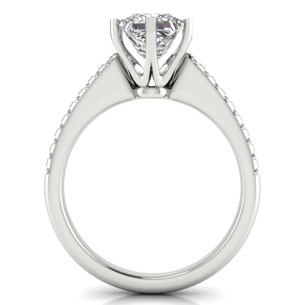 Romantic Solitaire Ring with Pavé Accent