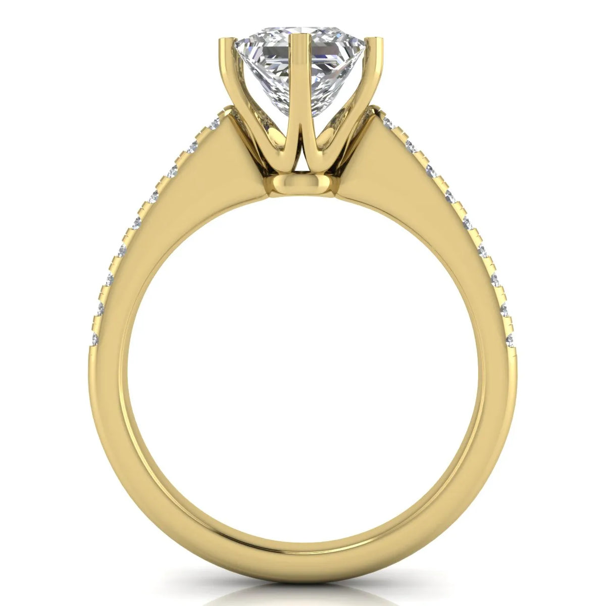 Romantic Solitaire Ring with Pavé Accent Band