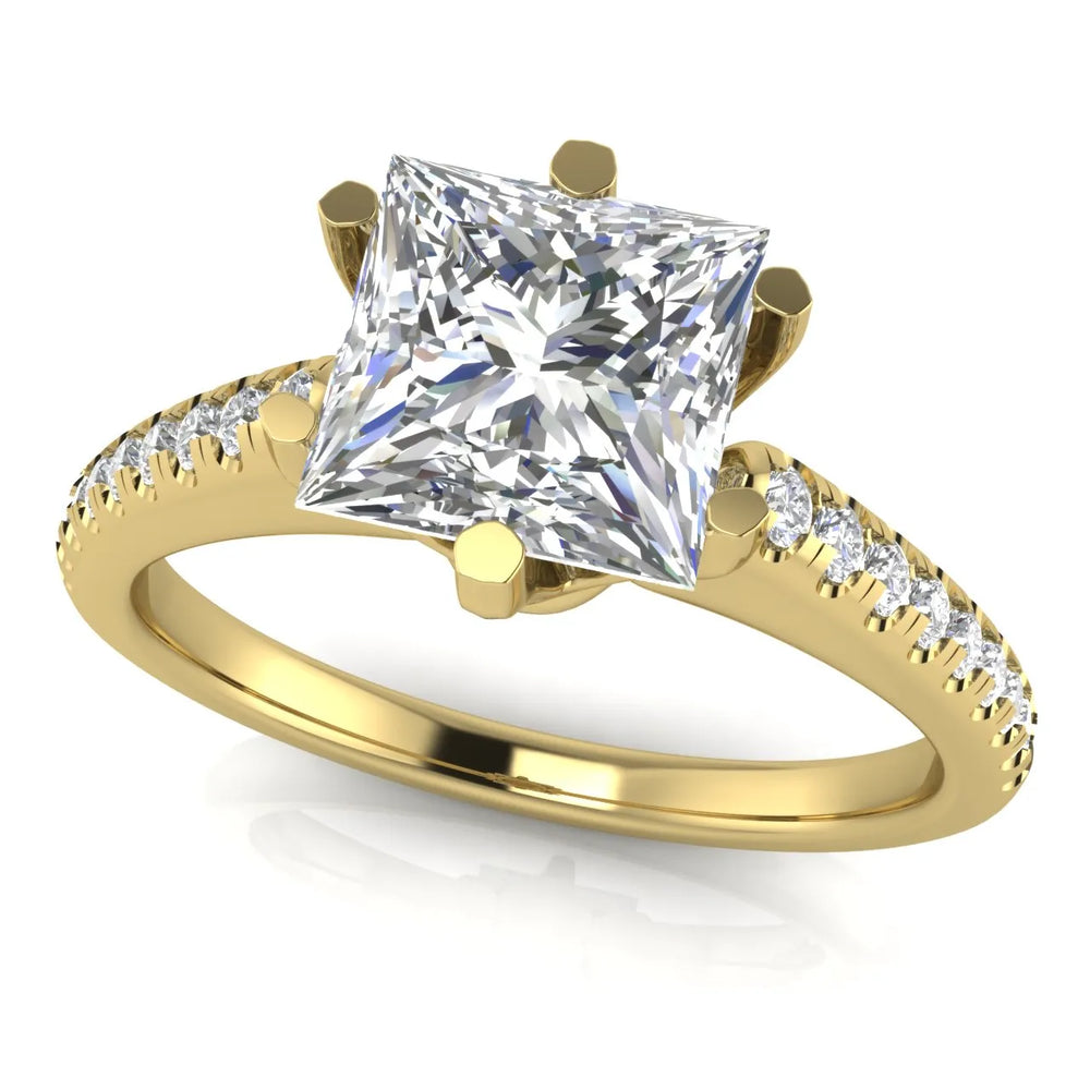 Romantic Solitaire Ring with Pavé Accent