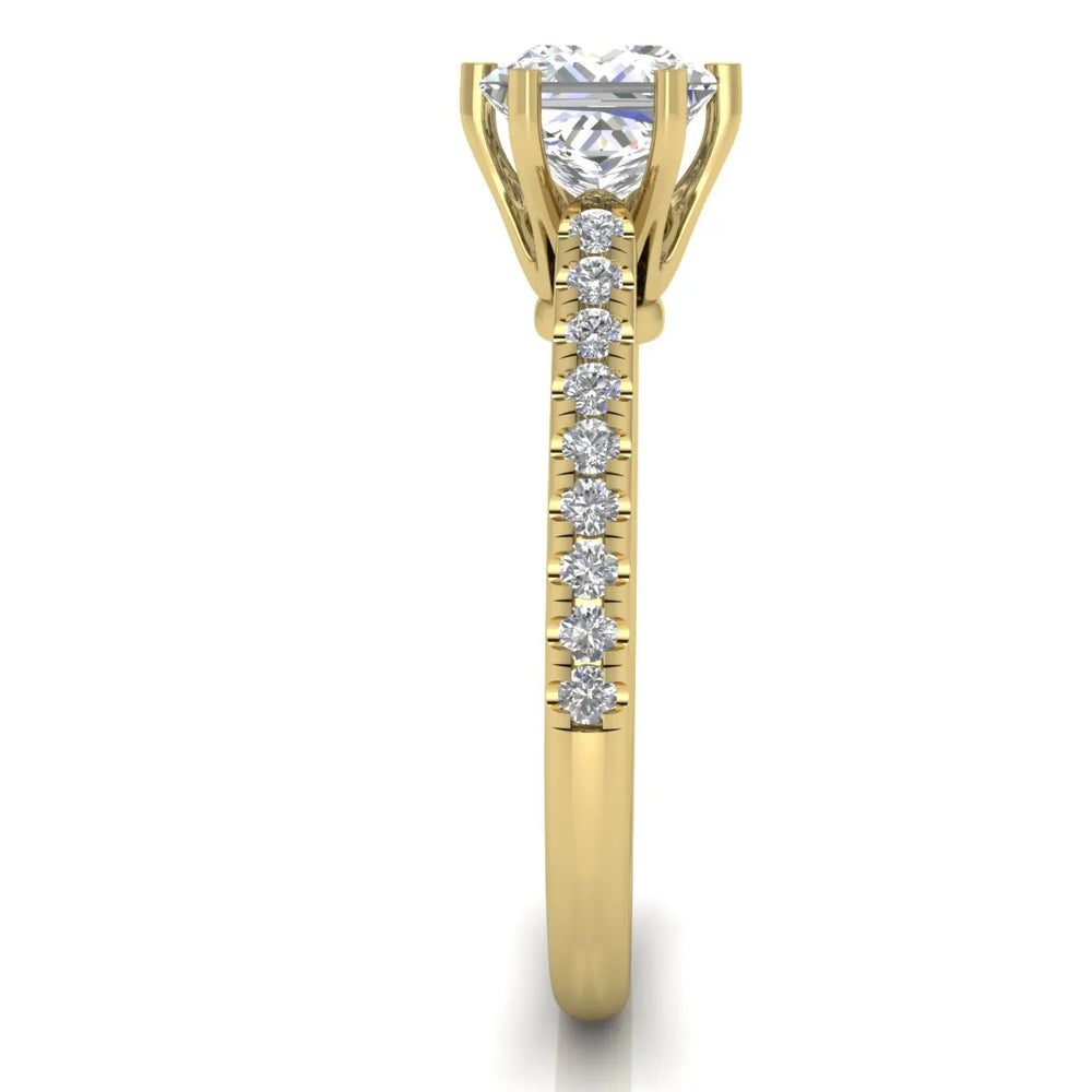 Romantic Solitaire Ring with Pavé Accent
