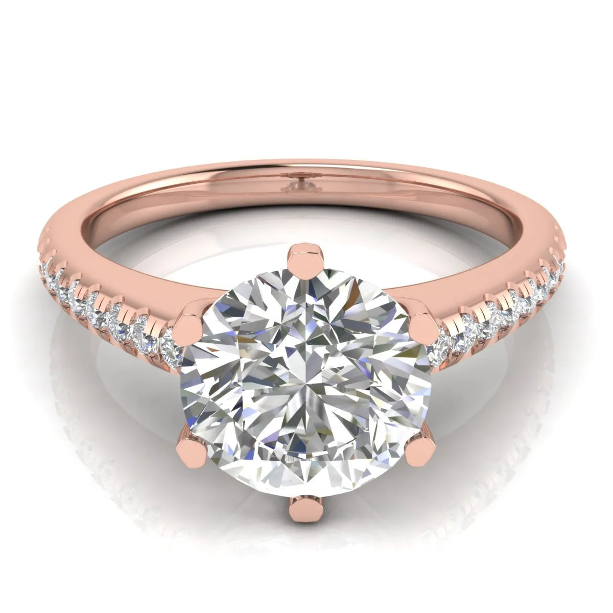 Romantic Solitaire Ring with Pavé Accent Band