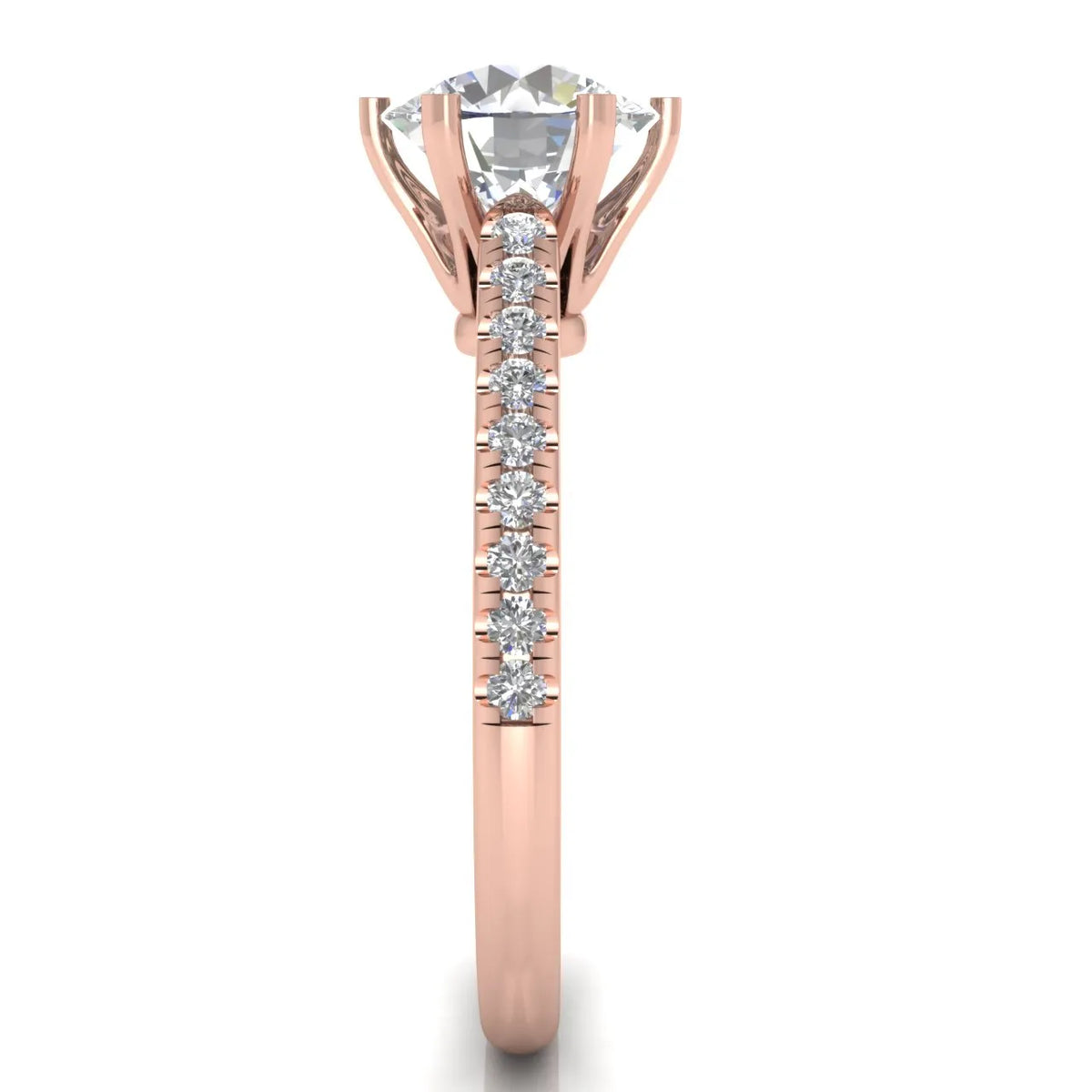 Romantic Solitaire Ring with Pavé Accent Band