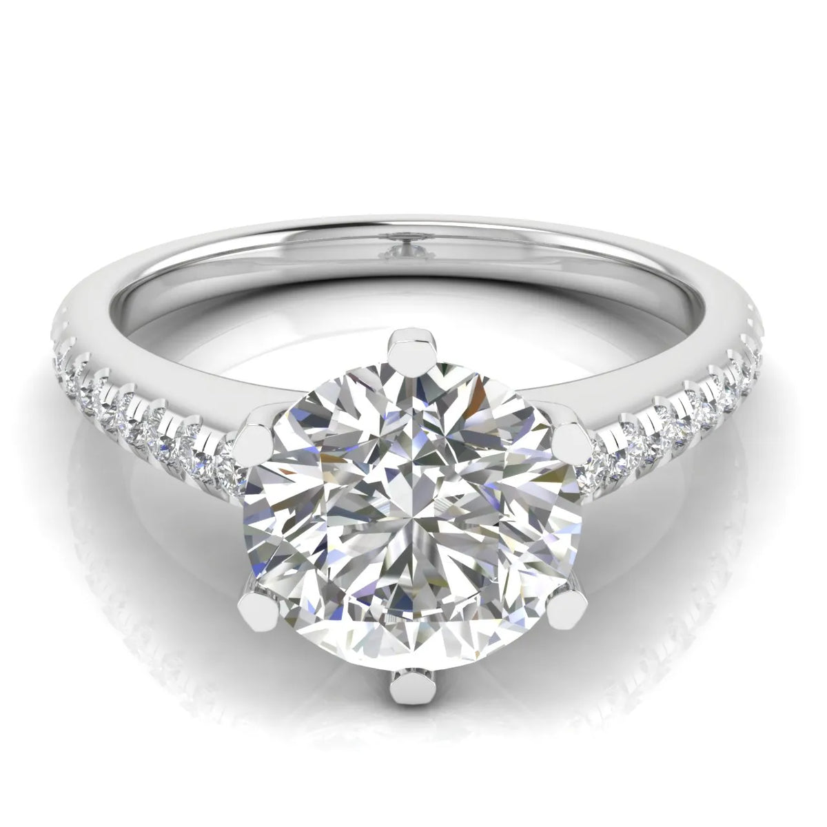 Romantic Solitaire Ring with Pavé Accent Band