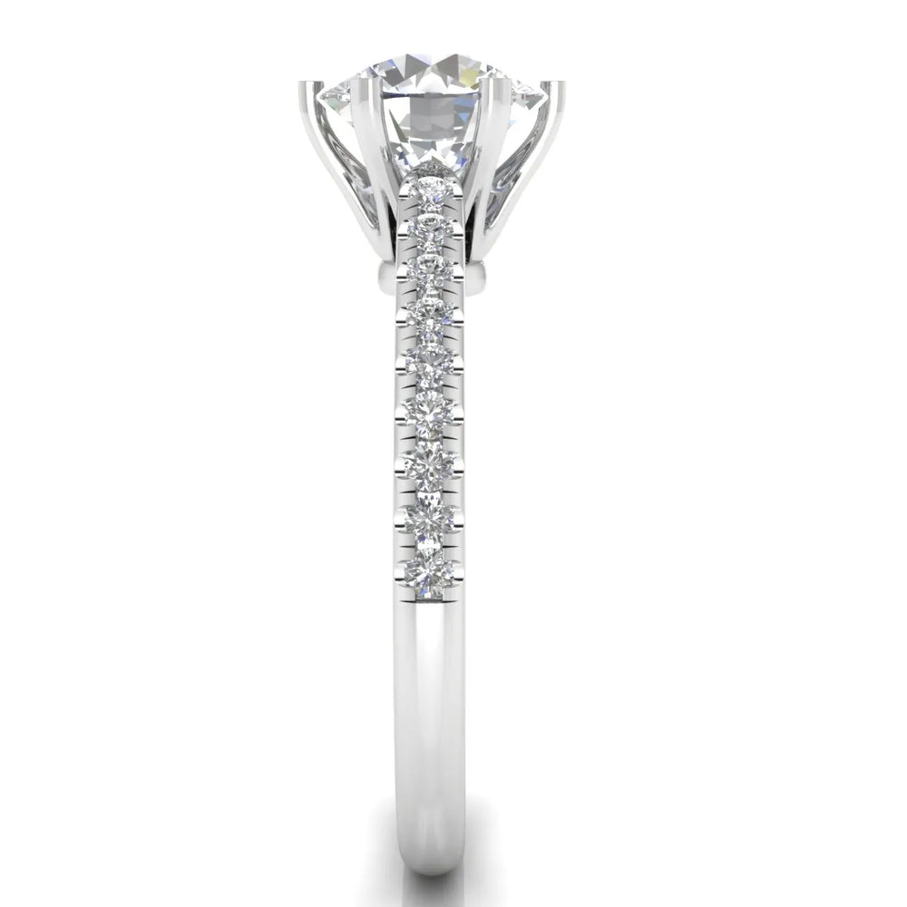 Romantic Solitaire Ring with Pavé Accent