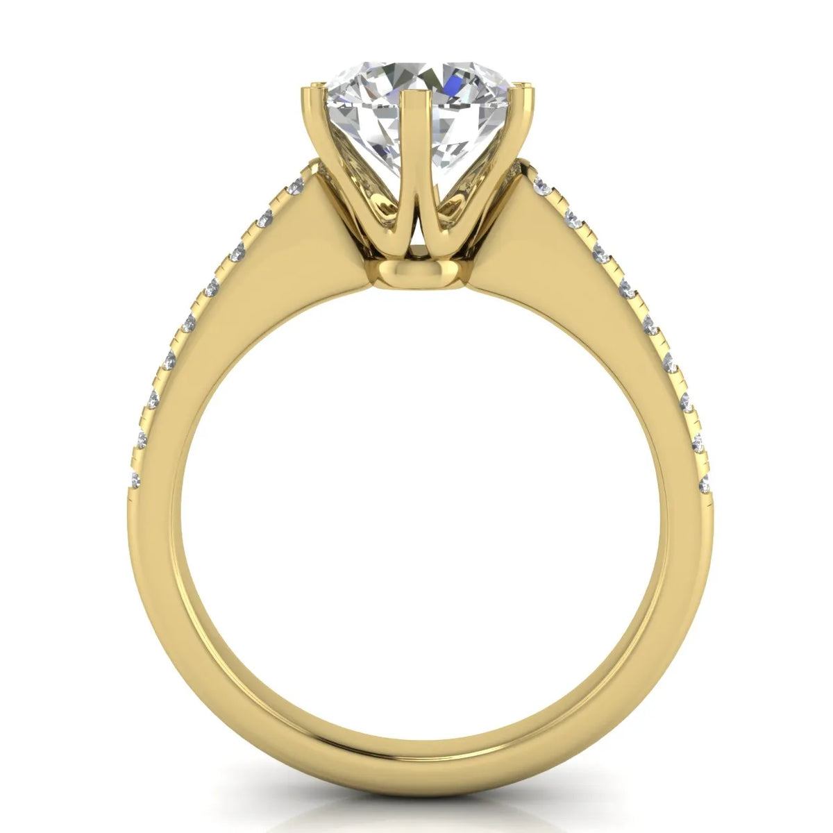 Romantic Solitaire Ring with Pavé Accent Band